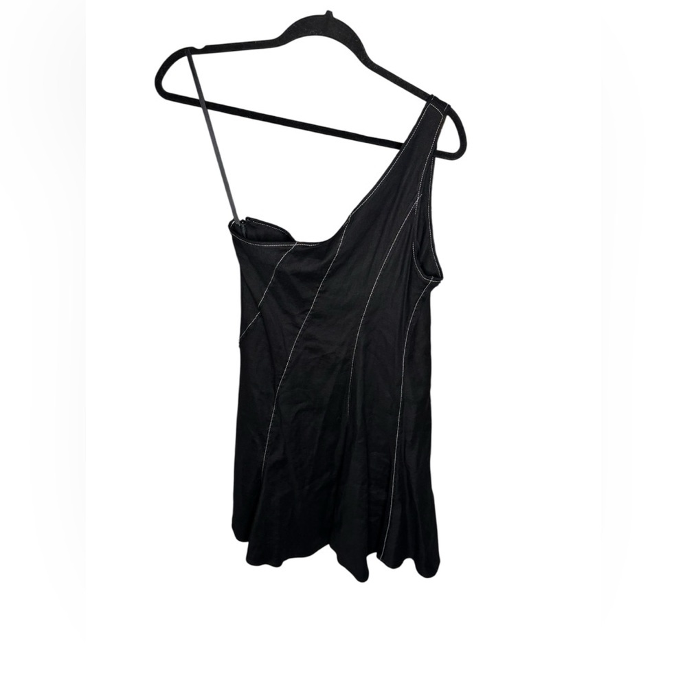 Anthropologie Linen One-Shoulder Seamed Mini Dress size small - Picture 4 of 5